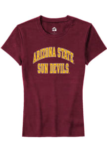 Rally Arizona State Sun Devils Womens Maroon Arch Stack Short Sleeve T-Shirt