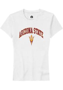 Rally Arizona State Sun Devils Womens White Arch Logo Short Sleeve T-Shirt