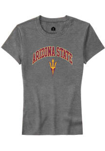 Rally Arizona State Sun Devils Womens Grey Arch Logo Short Sleeve T-Shirt