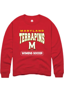 Mens Maryland Terrapins Red Rally Womens Soccer Crew Sweatshirt