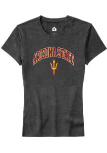 Rally Arizona State Sun Devils Womens Charcoal Arch Logo Short Sleeve T-Shirt