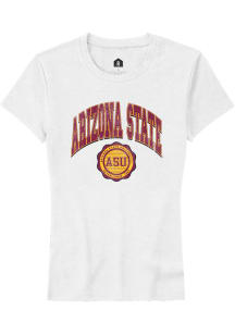 Rally Arizona State Sun Devils Womens White Arch Seal Short Sleeve T-Shirt