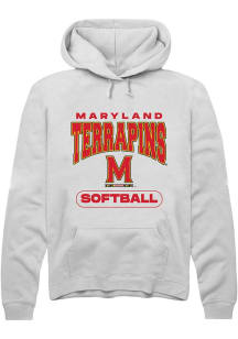 Mens Maryland Terrapins White Rally Softball Hooded Sweatshirt