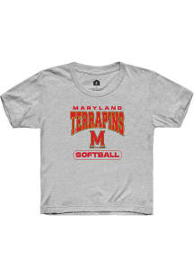 Youth Maryland Terrapins Grey Rally Softball Design Short Sleeve T-Shirt