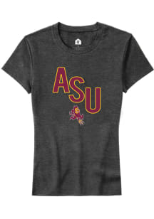 Rally Arizona State Sun Devils Womens Charcoal Initials Short Sleeve T-Shirt