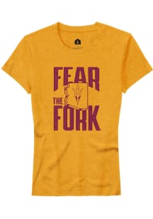Rally Arizona State Sun Devils Womens Gold Fear the Fork Short Sleeve T-Shirt