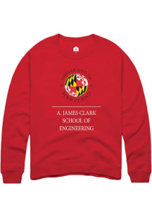 Mens Maryland Terrapins Red Rally A. James Clark School of Engineering Crew Sweatshirt