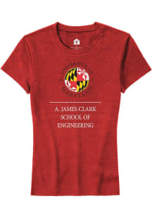 Rally Maryland Terrapins Womens Red A. James Clark School of Engineering Short Sleeve T-Shirt