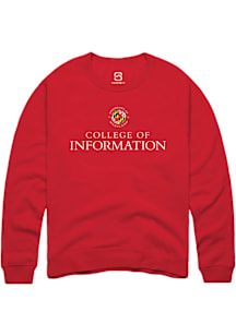 Summit Sportswear Maryland Terrapins Mens Red College of Information Studies Long Sleeve Crew Swea..