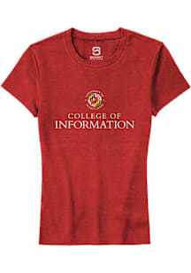 Summit Sportswear Maryland Terrapins Womens Red College of Information Studies Short Sleeve T-Shir..