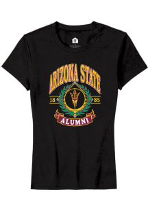 Rally Arizona State Sun Devils Womens Black Alumni Wreath Short Sleeve T-Shirt