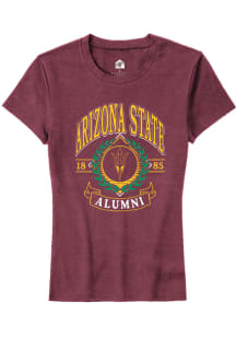 Rally Arizona State Sun Devils Womens Maroon Alumni Wreath Short Sleeve T-Shirt