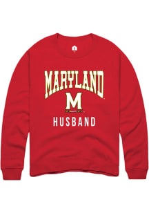 Mens Maryland Terrapins Red Rally Husband Crew Sweatshirt