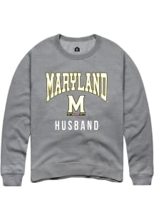 Mens Maryland Terrapins Grey Rally Husband Crew Sweatshirt