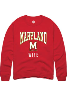 Mens Maryland Terrapins Red Rally Wife Crew Sweatshirt