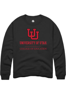 Rally Utah Utes Mens Black College of Education Long Sleeve Crew Sweatshirt