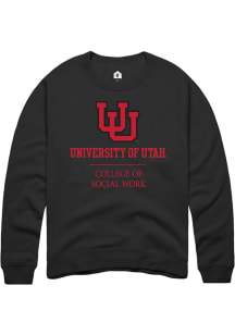 Rally Utah Utes Mens Black College of Social Work Long Sleeve Crew Sweatshirt