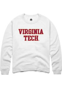 Rally Virginia Tech Hokies Mens White Straight Block Long Sleeve Crew Sweatshirt