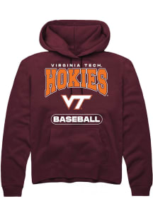 Rally Virginia Tech Hokies Mens Maroon Baseball Long Sleeve Hoodie