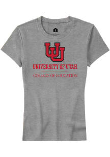 Rally Utah Utes Womens Grey College of Education Short Sleeve T-Shirt