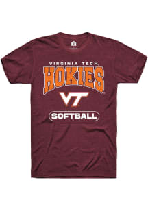 Rally Virginia Tech Hokies Maroon Softball Short Sleeve T Shirt