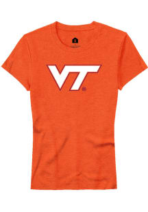 Rally Virginia Tech Hokies Womens Orange Alt Logo Short Sleeve T-Shirt