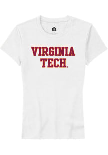 Rally Virginia Tech Hokies Womens White Straight Block Short Sleeve T-Shirt