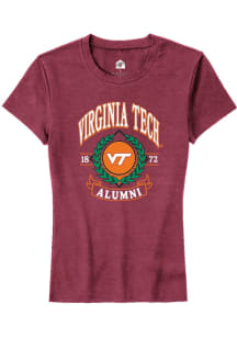 Rally Virginia Tech Hokies Womens Maroon Alumni Wreath Short Sleeve T-Shirt