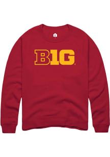 Rally Big Ten Mens Cardinal Primary Logo Long Sleeve Crew Sweatshirt