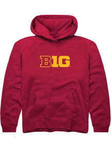 Rally Big Ten Youth Cardinal Primary Logo Long Sleeve Hoodie