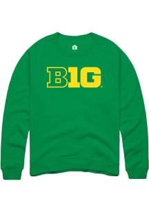 Mens Big Ten Green Rally Primary Logo Design Crew Sweatshirt