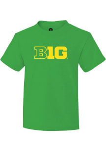 Youth Big Ten Green Rally Primary Logo Short Sleeve T-Shirt