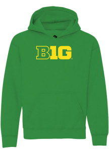 Rally Big Ten Youth Green Primary Logo Long Sleeve Hoodie