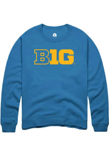 Rally Big Ten Mens Blue Primary Logo Long Sleeve Crew Sweatshirt