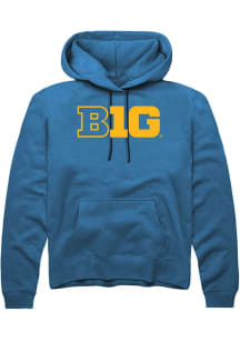 Rally Big Ten Mens Blue Primary Logo Long Sleeve Hoodie