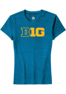 Rally Big Ten Womens Blue Primary Logo Short Sleeve T-Shirt