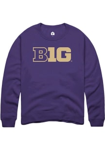 Mens Big Ten Purple Rally Primary Logo Design Crew Sweatshirt