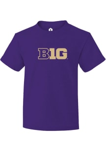 Youth Big Ten Purple Rally Primary Logo Short Sleeve T-Shirt