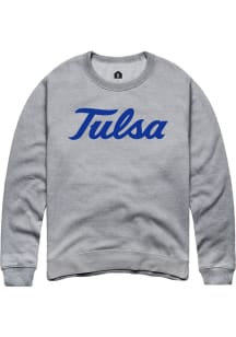 Rally Tulsa Golden Hurricane Mens Grey Alt Logo Long Sleeve Crew Sweatshirt