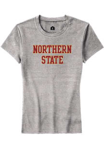 Rally Northern State Wolves Womens Grey Straight Block Short Sleeve T-Shirt