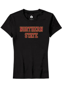 Rally Northern State Wolves Womens Black Straight Block Short Sleeve T-Shirt