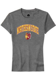 Rally Northern State Wolves Womens Grey Arch Logo Short Sleeve T-Shirt