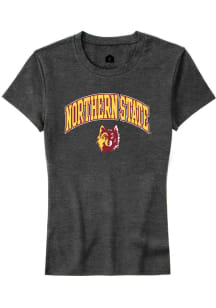 Rally Northern State Wolves Womens Grey Arch Logo Short Sleeve T-Shirt