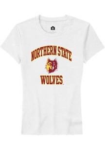 Rally Northern State Wolves Womens White No 1 Neutral Short Sleeve T-Shirt