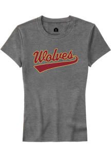Rally Northern State Wolves Womens Grey Tail Short Sleeve T-Shirt