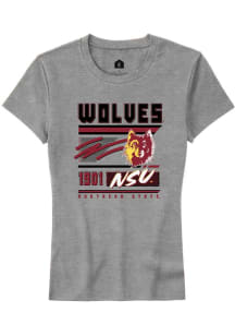 Rally Northern State Wolves Womens Grey Retro Short Sleeve T-Shirt