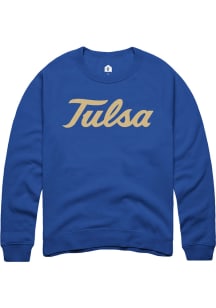 Rally Tulsa Golden Hurricane Mens Blue Alt Logo Long Sleeve Crew Sweatshirt