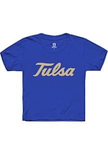 Summit Sportswear Tulsa Golden Hurricane Youth Blue Alt Logo Short Sleeve T-Shirt