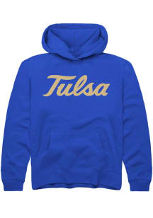 Youth Tulsa Golden Hurricane Blue Rally Alt Logo Long Sleeve Hooded Sweatshirt