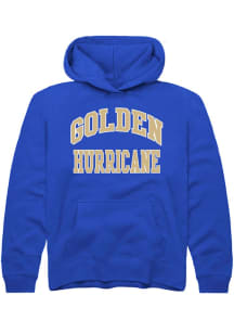 Youth Tulsa Golden Hurricane Blue Rally Arch Stack Long Sleeve Hooded Sweatshirt